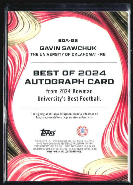 2024 Bowman University Best Gavin Sawchuk Auto #BOA-GS