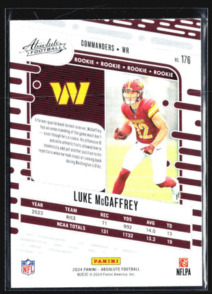 2024 Panini Absolute - Rookies #176 Luke McCaffrey (RC)