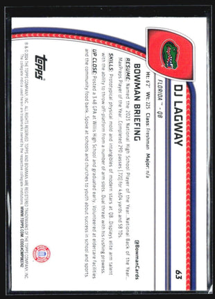 2024 Bowman University Chrome DJ Lagway 1st #63 Rc