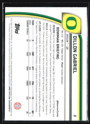 2024 Bowman University Chrome - #3 Dillon Gabriel (RC)
