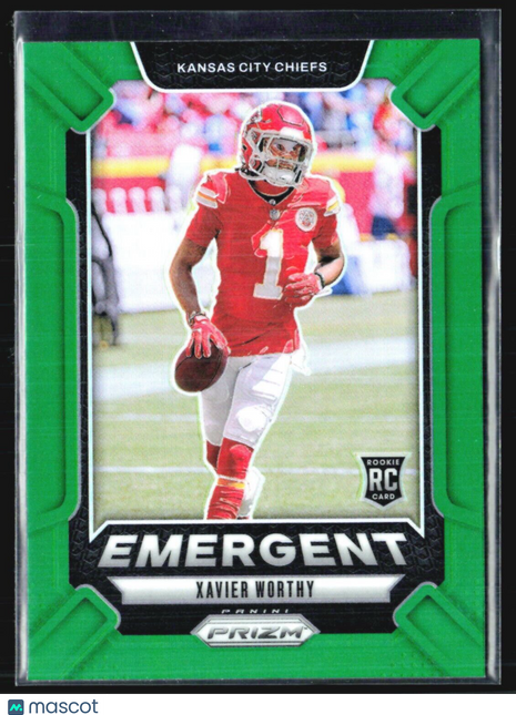 2024 Panini Prizm - Emergent #7 Xavier Worthy (RC) Green