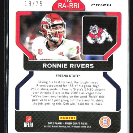2023 Panini Prizm Draft Auto Update #RA-RRI Ronnie Rivers Blue Ice /75