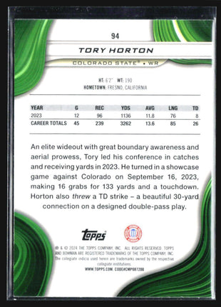 2024 Bowman University Best Tory Horton Blue Refractor /149 #94