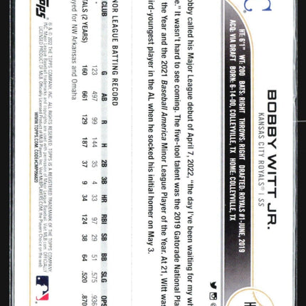 2022 Topps Holiday - #HW150 Bobby Witt Jr. (RC) Lights sp