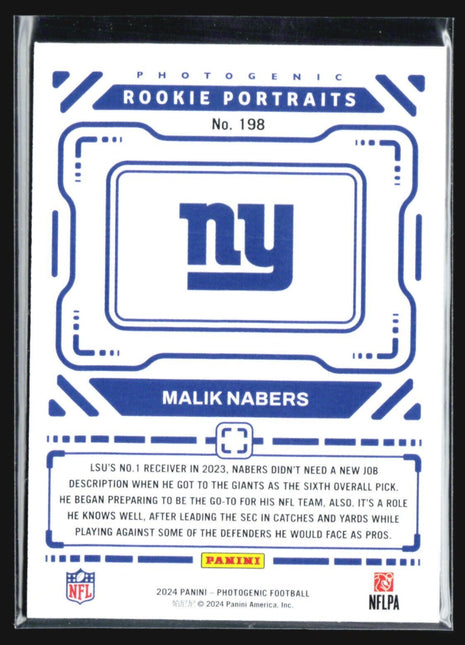 2024 Panini Photogenic Malik Nabers Rookie Portraits Rc #198