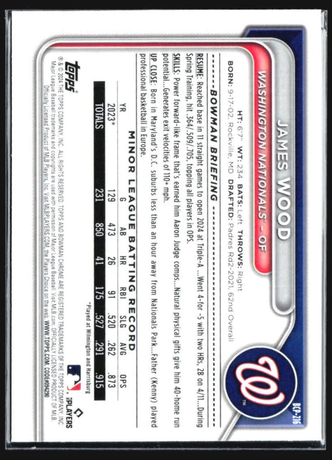 2024 Bowman Chrome Mojo James Wood #BCP-216