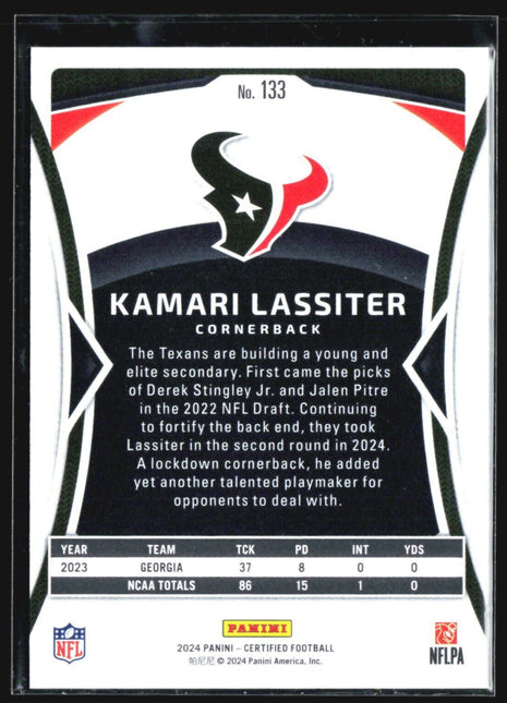 2024 Panini Certified - Rookies #133 Kamari Lassiter /150 (RC) Orange