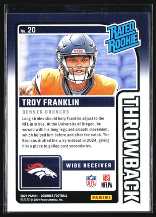 2024 Panini Donruss - Rated Rookies Throwbacks #20 Troy Franklin (RC)