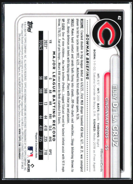 2024 Bowman Chrome Elly De La Cruz Rc #42