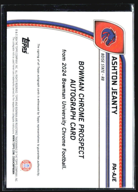 2024 Bowman University Chrome Ashton Jeanty (RC) Gold Refractor Auto /50