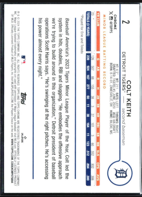 2024 Topps Chrome - #2 Colt Keith (RC)