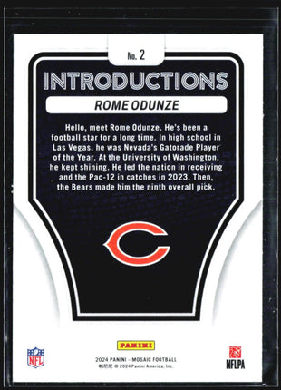 2024 Panini Mosaic - Introductions #2 Rome Odunze (RC)