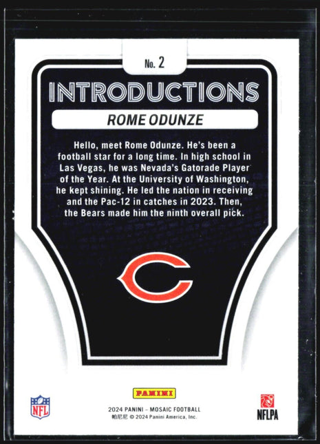 2024 Panini Mosaic - Introductions #2 Rome Odunze (RC)