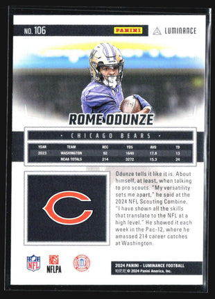 2024 Panini Luminance - Rookies #106 Rome Odunze (RC)