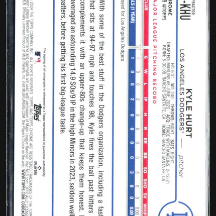 2024 Topps Chrome - Rookie Refractor Auto /499 #RA-KHU Kyle Hurt