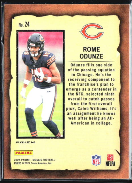 2024 Panini Mosaic - Notoriety #24 Rome Odunze (RC) Green Prizm