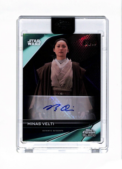 2023 Topps Chrome Black Star Wars Ming Qiu as Minas Velti Auto Teal /99 #A-Qi