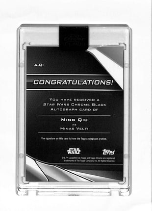 2023 Topps Chrome Black Star Wars Ming Qiu as Minas Velti Auto Teal /99 #A-Qi