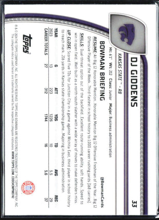 2024 Bowman University Chrome - #33 DJ Giddens (RC) Stealth