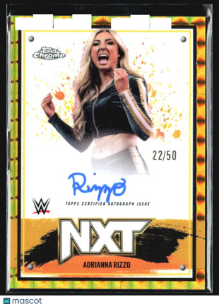 2025 Topps Chrome WWE Adrianna Rizzo Gold Refractor Auto /50 #NXT-ARZ