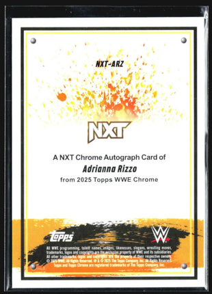 2025 Topps Chrome WWE Adrianna Rizzo Gold Refractor Auto /50 #NXT-ARZ