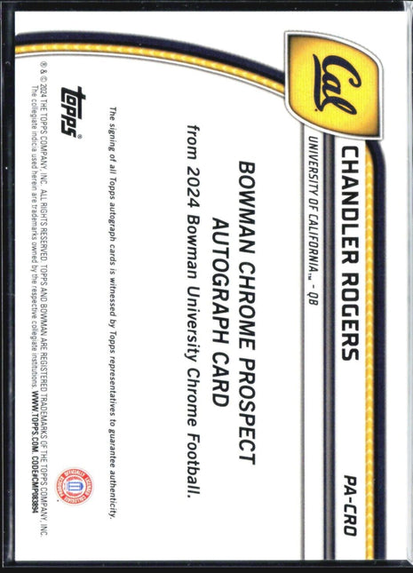2024 Bowman University Chrome Chandler Rogers 1st Stealth Auto