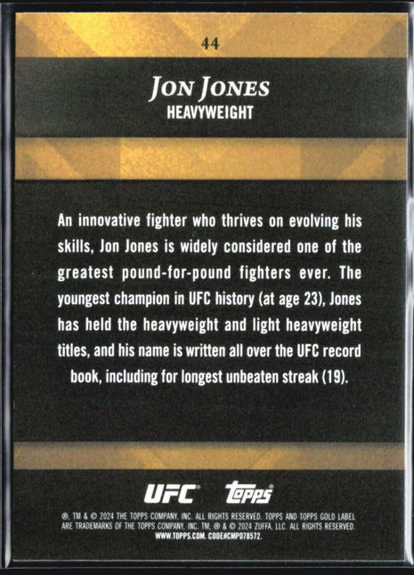 2024 Topps UFC Gold Label Jon Jones Class 2 Green #44