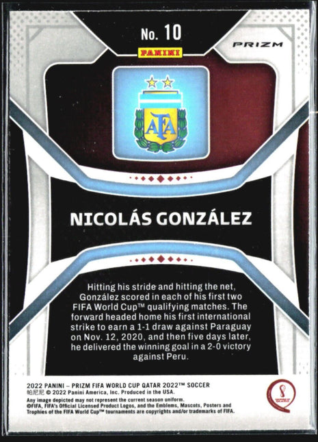 2022 Panini Prizm World Cup Nicolas Gonzalez Green Wave #10