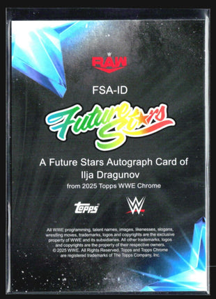 2025 Topps Chrome WWE Ilja Dragunov Future Stars Blue Refractor auto /150