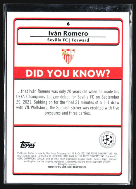 2021-22 Topps Merlin Ivan Romero Rc Teal #6