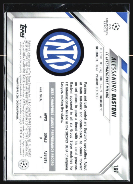 2021-22 Topps Chrome Alessandro Bastoni Speckle #167