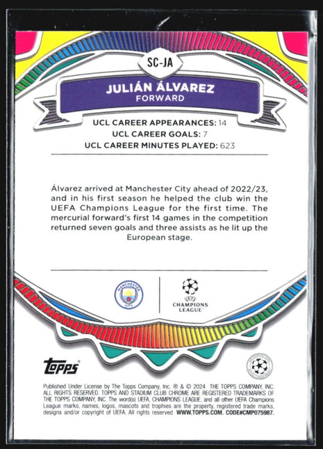 2023-24 Stadium Chrome Say Cheese Julian Alvarez #SC-JA