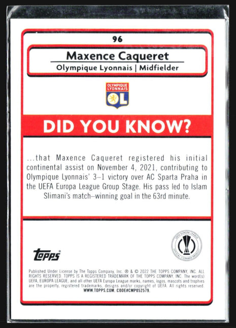 2021-22 Topps Merlin Maxence Caqueret Teal #96