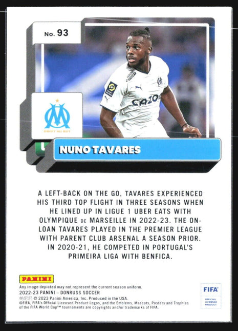 2022-23 Panini Donruss Nuno Tavares Green #93