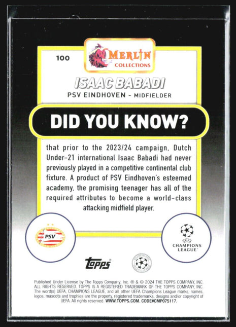 2023-24 Topps Merlin Isaac Babadi Rc #100