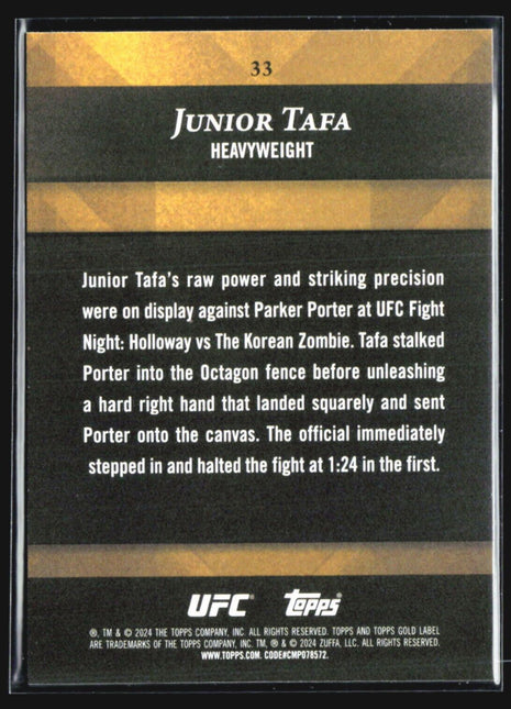 2024 Topps UFC Gold Label Junior Tafa Class 2 Rc #33