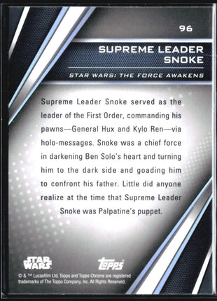 2023 Topps CHrome Black Star Wars Supreme Leader Snoke #96
