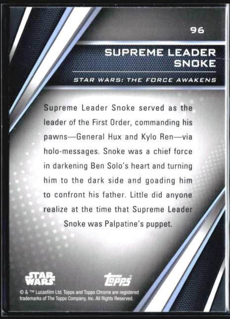 2023 Topps CHrome Black Star Wars Supreme Leader Snoke #96