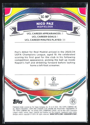 2023-24 Stadium Chrome Say Cheese Nico Paz Rc #SC-NP
