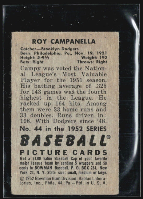 1952 Bowman - #44 Roy Campanella