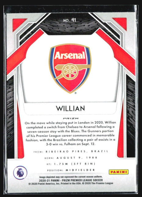 2020-21 Panini Prizm Premier League - #41 Willian Red Ice