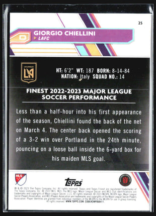 2023 Topps Finest MLS - #25 Giorgio Chiellini Green Refractor /99