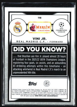 2022-23 Topps Merlin UEFA Club Competitions - #118 Vinicius Junior Teal