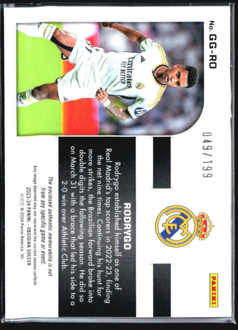 2023-24 Panini Obsidian Galaxy Gear Jersey Relic /199 Rodrygo