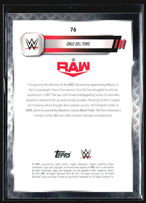 2025 Topps Chrome WWE Cruz Del Toro Black & White Refractor #76