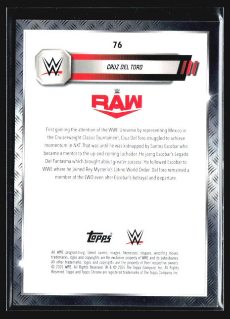 2025 Topps Chrome WWE Cruz Del Toro #76 Orange Refractor /25