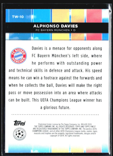 2024 Topps Finest Top of the World Alphonso Davies #TW-10