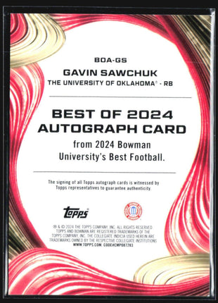 2024 Bowman University Best Gavin Sawchuk Refractor Auto #BOA-GS