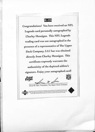 1997 Upper Deck NFL Legends - Autographs #AL-116 Charley Hennigan Auto