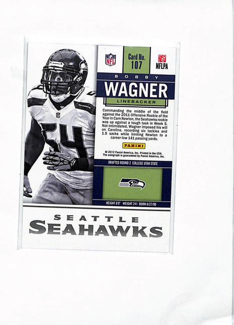 2012 Panini Contenders Rookie Ticket Bobby Wagner Rc Auto #107